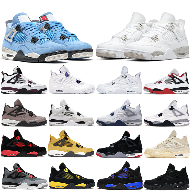 

OG 4s Jumpman 4 mens basketball shoes women Military Black University Blue Sail White Oreo Midnight Navy retro men women outdoor sports, Box