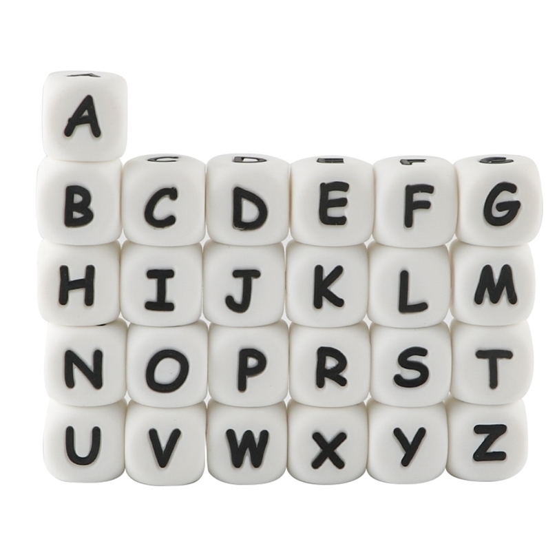 

Baby Teethers Toys Kovict 100pcs bet English Silicone Letter Beads 12mm Teether Accessories For Personalized Pacifier Clips Teething Toy 220909