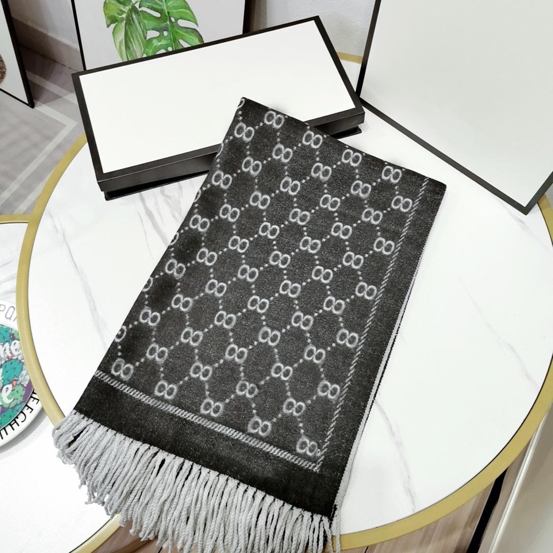 

Luxury brand designer scarf cashmere double-sided shawl women's winter thick warm scarfs red and green stripe letter scarves