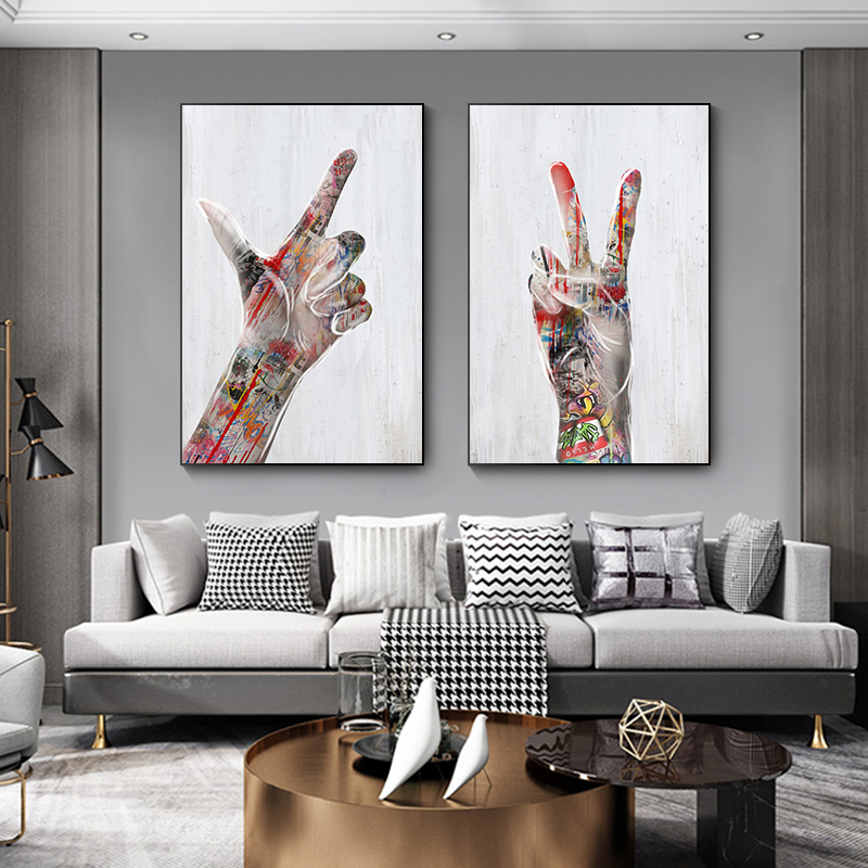 

LOVE Hands Canvas Painting Posters and Prints Colorful Street Graffiti Art Cuadro Creativity Nordic Wall Picture for Living Room