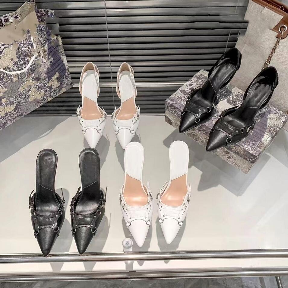 

Designer Black High-Heeled Sandal Summer New Style Women Sexy Slipper Wedding Party Fine With Sandals Fashion Versatile Leather High Heel Slippers, Not for individual sale