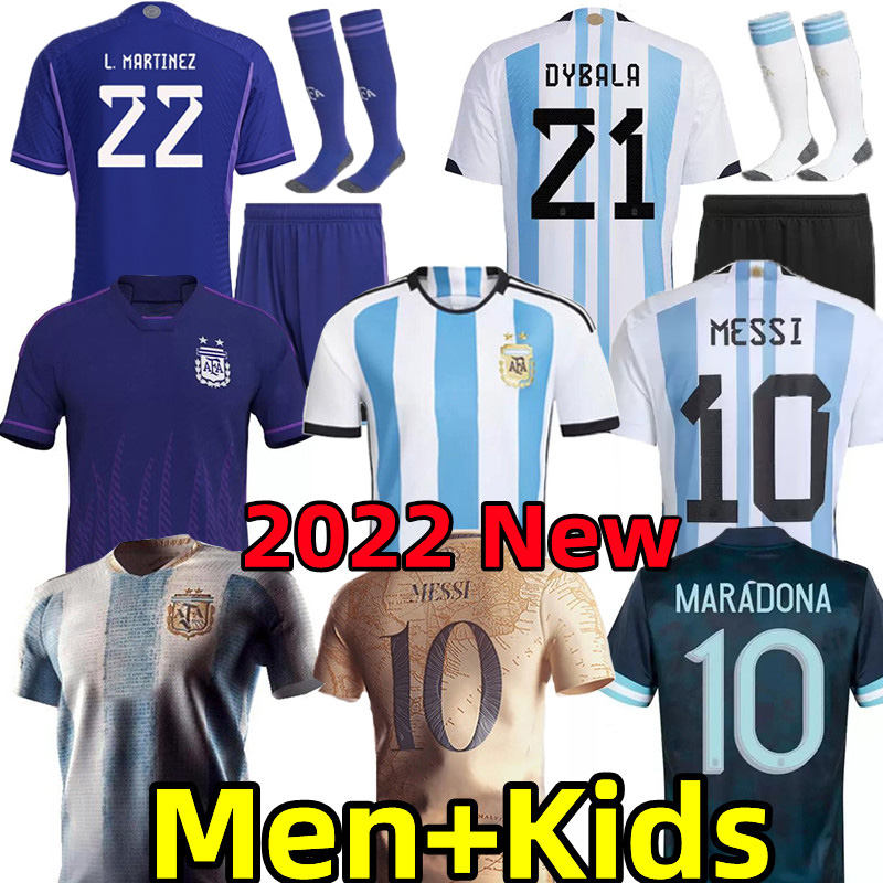 

2022 woRLD CUp Argentina Soccer Jerseys men kids kit KUN AGUERO DI MARIA DYBALA L.MARTINEZ MARADONA LO CELSO special 22 23 National Team home away football shirts, 2022 home kids