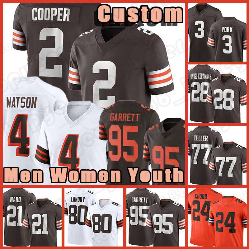 

2 Amari Cooper Nick Chubb Deshaun Watson Football Jerseys Brown David Bell Njoku Clevelands Myles Garrett Cade Yorks Jeremiah Owusu-Koramoah Donovan Peoples-Jones, Custom men (b l)