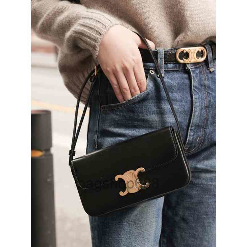 

Bags Designer and Hbags Sailin's same style French genuine leather bag stick armpit single shoulder female triumph L IDVB 2023 handbags fashion bag, Black