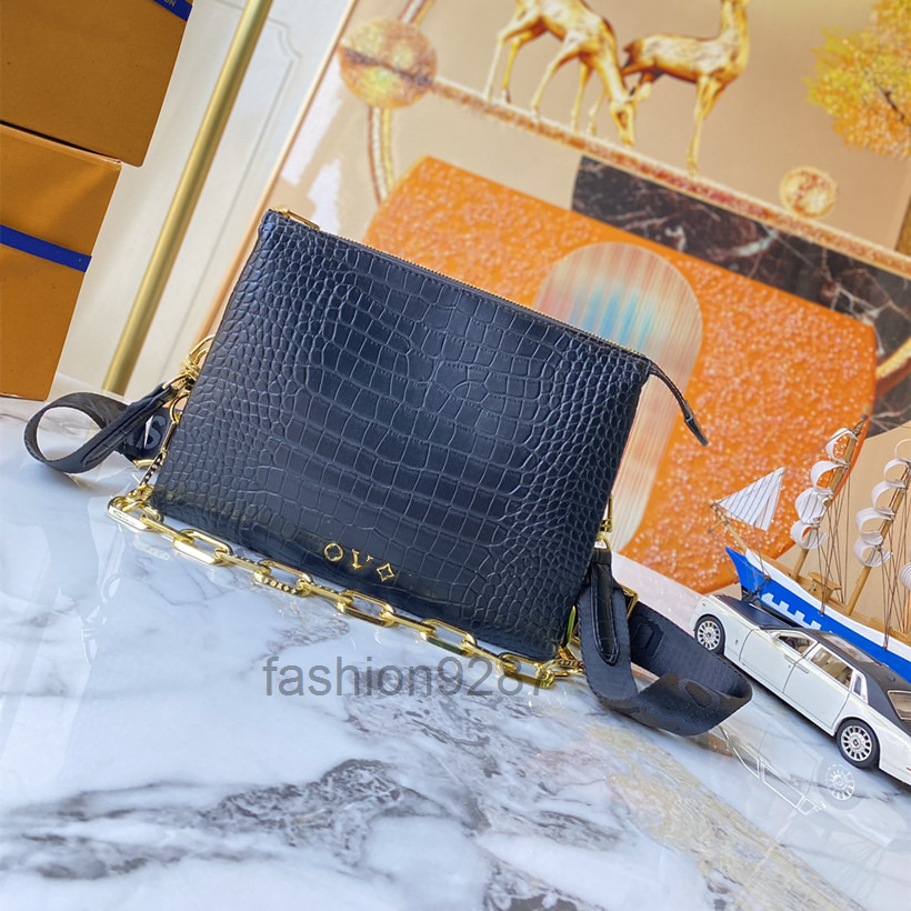 

M57790 Top quality Coussin PM crossbody bag Genuine Leather ffed crocodile skin Ladies rse women designer handbag Portable pochette clutch 2022, Black