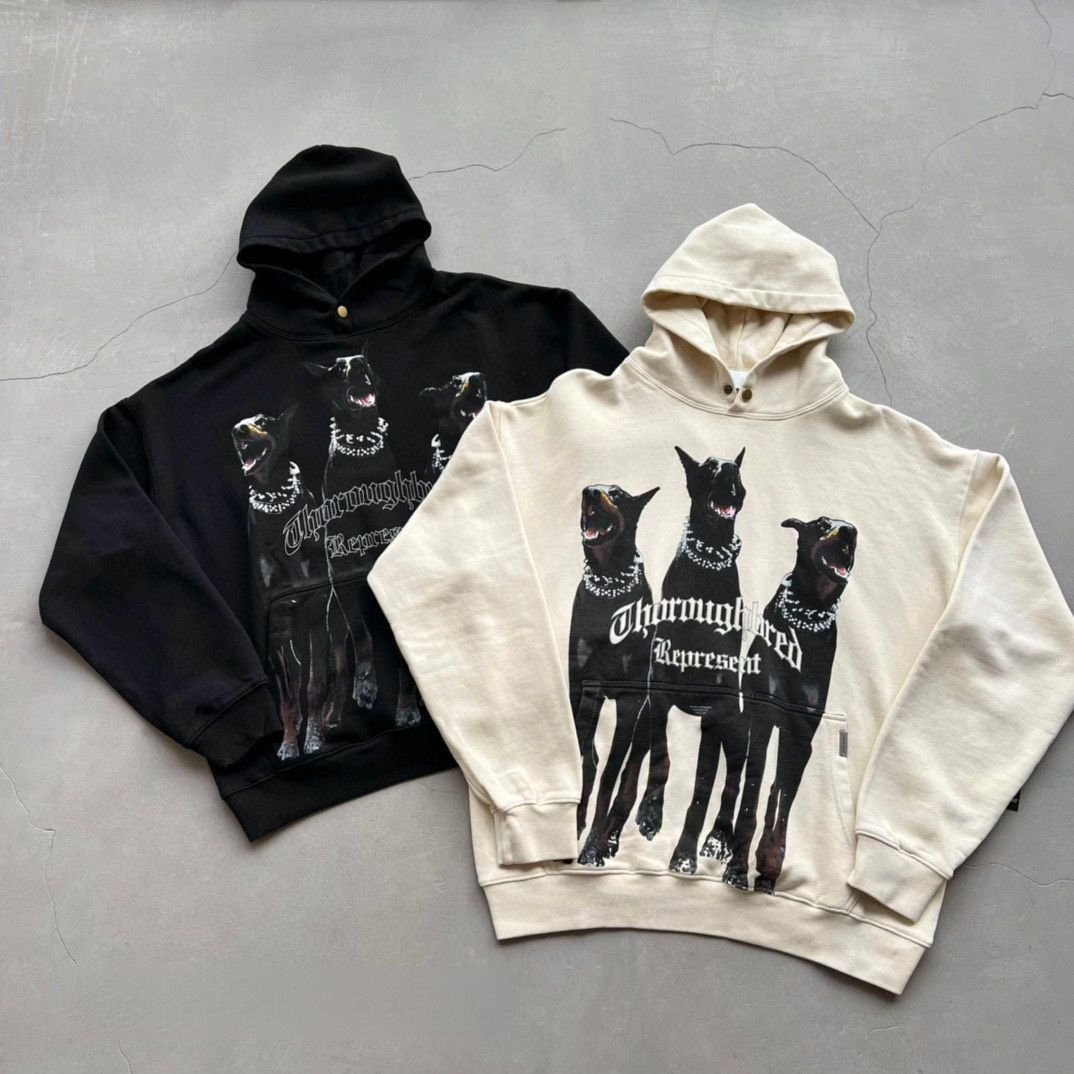 

Designer Represent 21fw Hoodie Hound Doberman High Street Loose Washing Old Flocked Hooded Sweater, No sale
