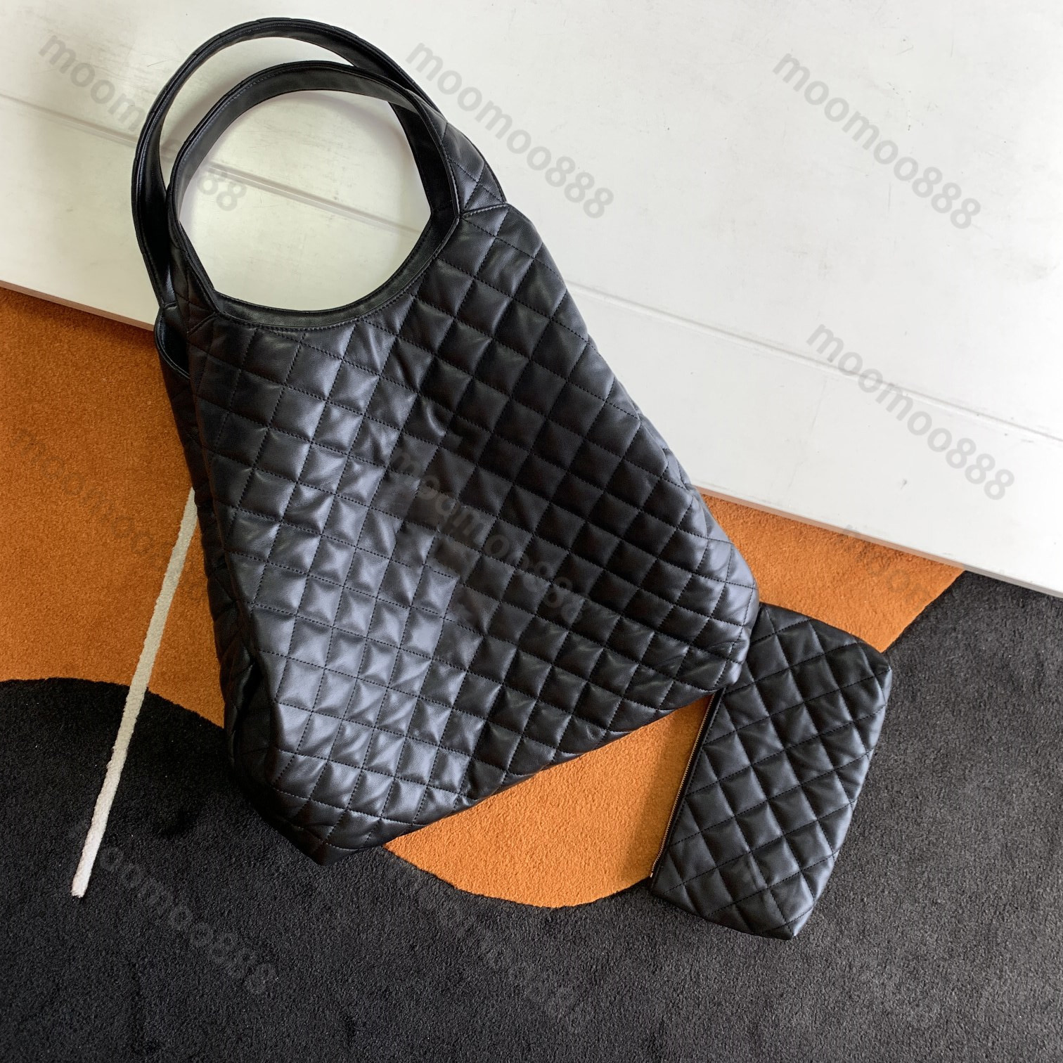 

10A Top Tier Mirror Quality Maxi Shopping Bags Real Leather Lambskin Quilted Tote Luxury Designer Women Black Purse Shoulder Gold Chain Bags faldable Clutch Totes, Black real leather