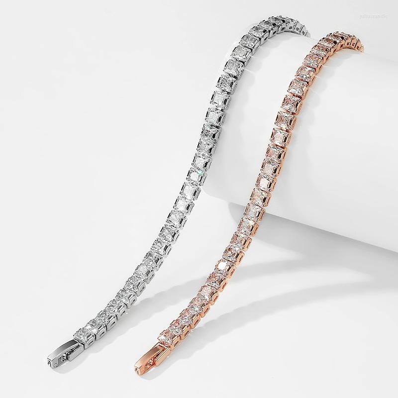 

Link Bracelets 4.0mm 5.0mm D Color Pass Diamond GRC Round Cut White Gold Plated 925 Silver Moissanite Tennis Bracelet For Women