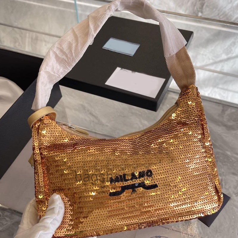 

designer bags Hobo Sequins Bag underarm bags Crossbody Purse Fashion Three Piece Set Shimmer Letter Print Removable Wide Shoulder Strap Nylo, 23x17cm