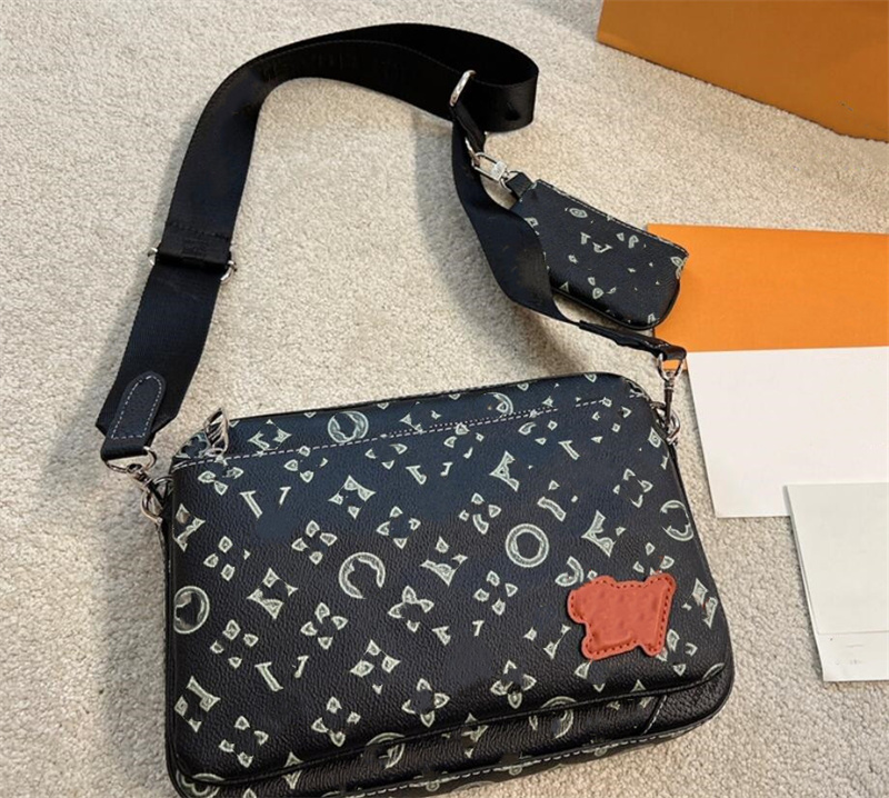 

Fashion bags Duo Mens Trio Shoulder Messenger Bag Designer man Genuine Leather Monograms 3pc handbags Luxurys Crossbody totes coin Purse fall in love series Wallet, Extra freight