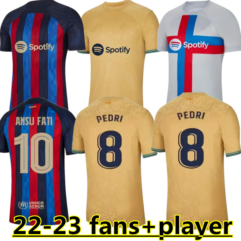 

22 23 home PEDRI LEWANDOWSKI soccer jersey ADAMA GAVI camiseta de futbol R. ARAUJO 2022 2023 Barcelona FC ANSU FATI MEMPHIS DEST football shirt Player version XXXL  6, White