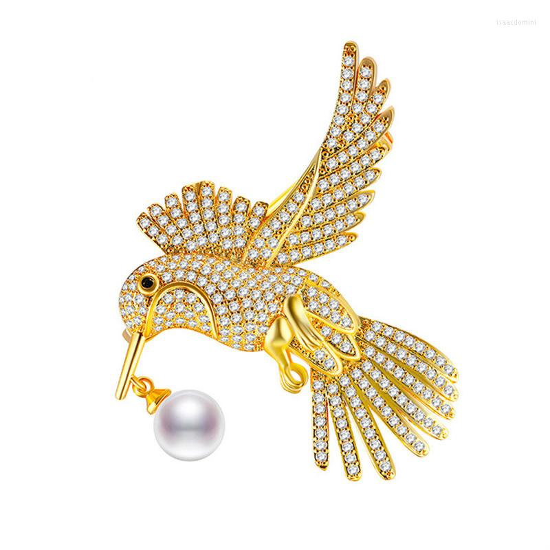 

Brooches Boutique Fashion Ins Coat Brooch Autumn And Winter Hummingbird With Pearl Pin Banquet Accessories Hijab Pins Gifts For Women
