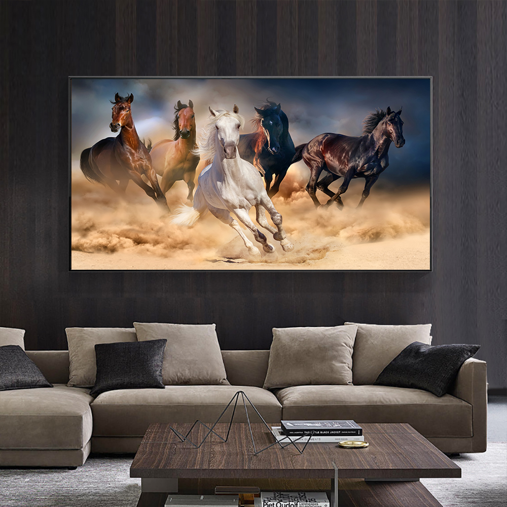 

Canvas Painting Abstract 5 Horses Wall Art Posters And Prints Animal Wall Artwork Pictures For Living Room Home Decoration