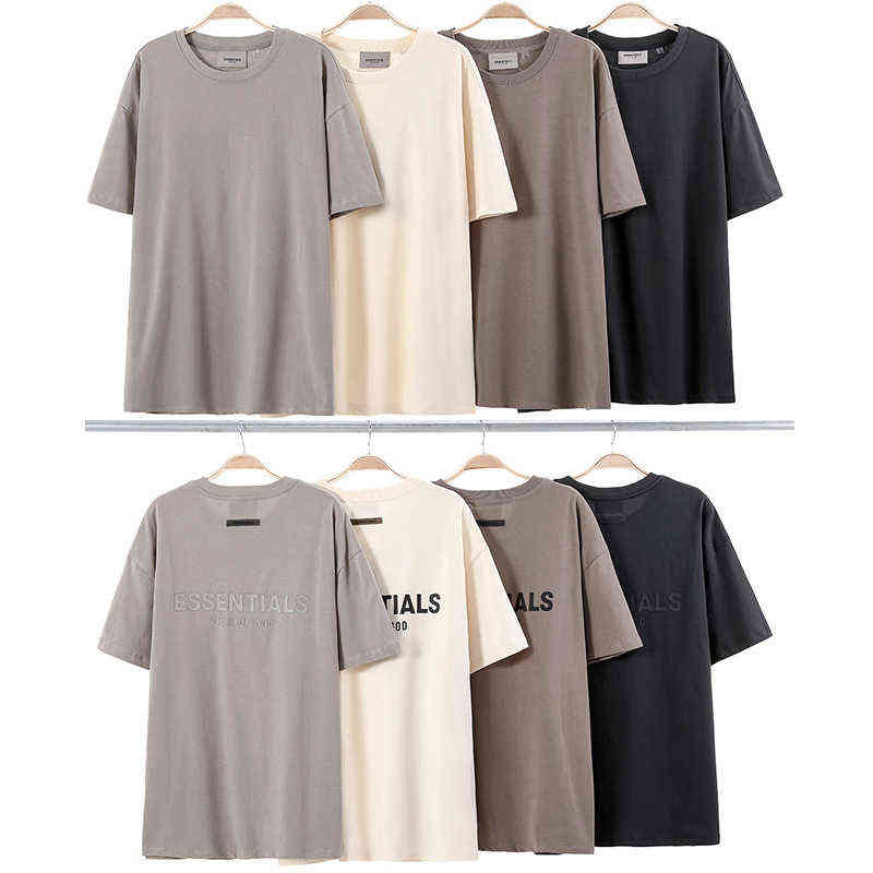 

Men' T-Shirts Fear God Season High Street Summer Back Pressure Glue Short Sleeve T-shirt, Black