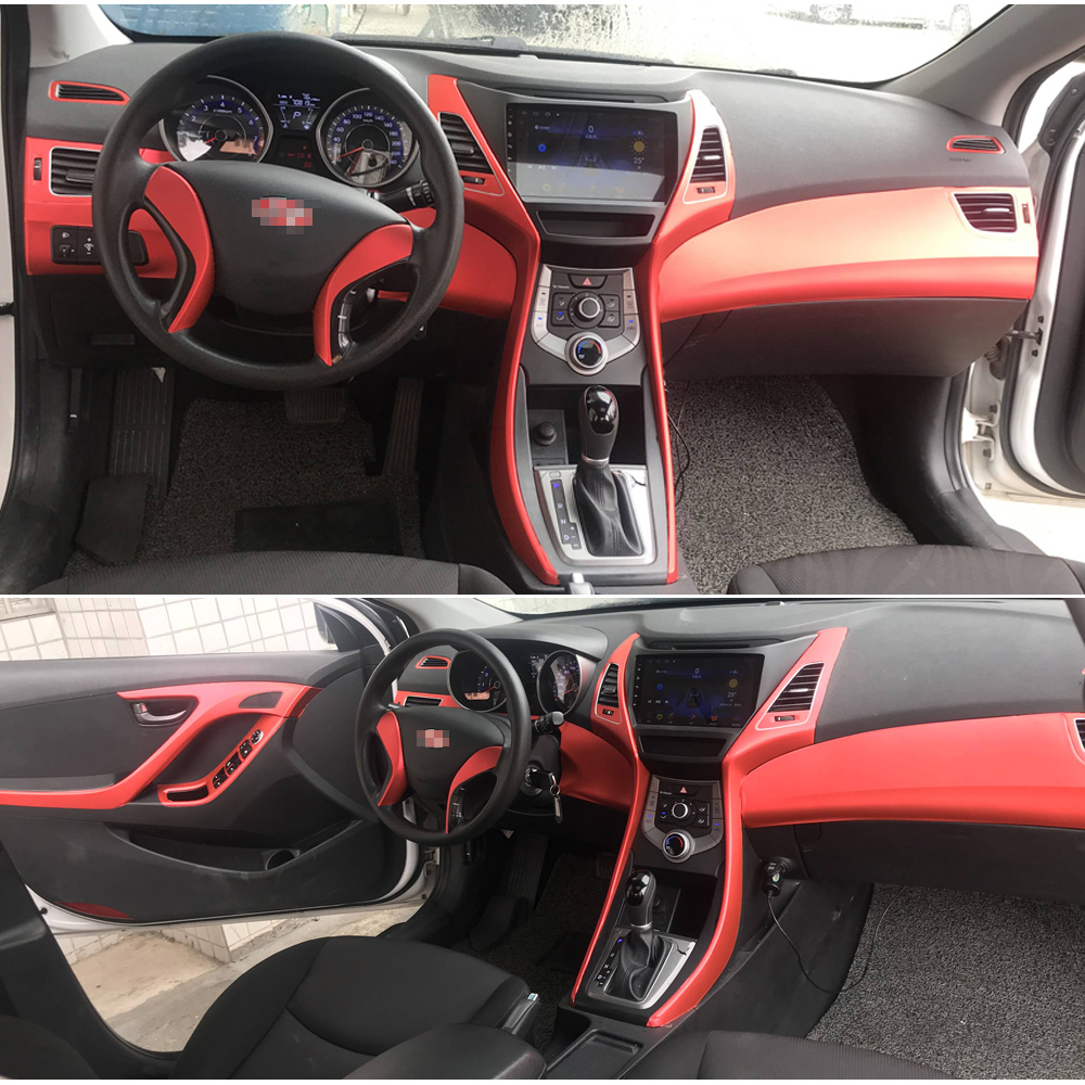 

For Hyundai Elantra MD 2012-2016 Interior Central Control Panel Door Handle Carbon Fiber Stickers Decals Car styling Accessorie, Left hand drive-style b