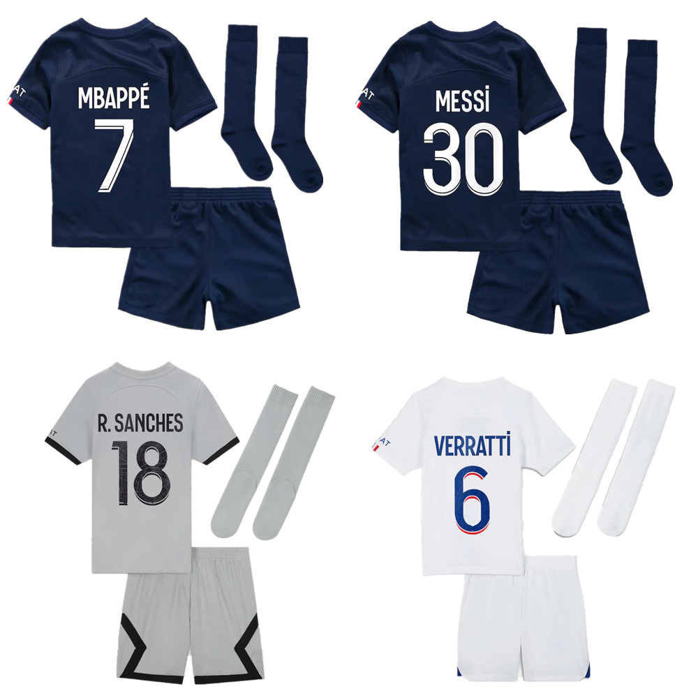 

kids 2022 2023 football kits Tracksuits MBAPPE soccer jerseys 22/23 WIJNALDUM SERGIO RAMOS HAKIMI ICARDI VERRATTI uniform Kids footbal kit, 22/23 away