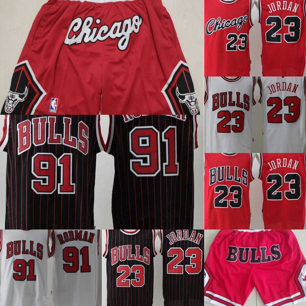 

basketball jerseys Chicago''Bulls''MEN michael 23 MJ dennis 91 rodman scottie 33 pippen shorts, Color