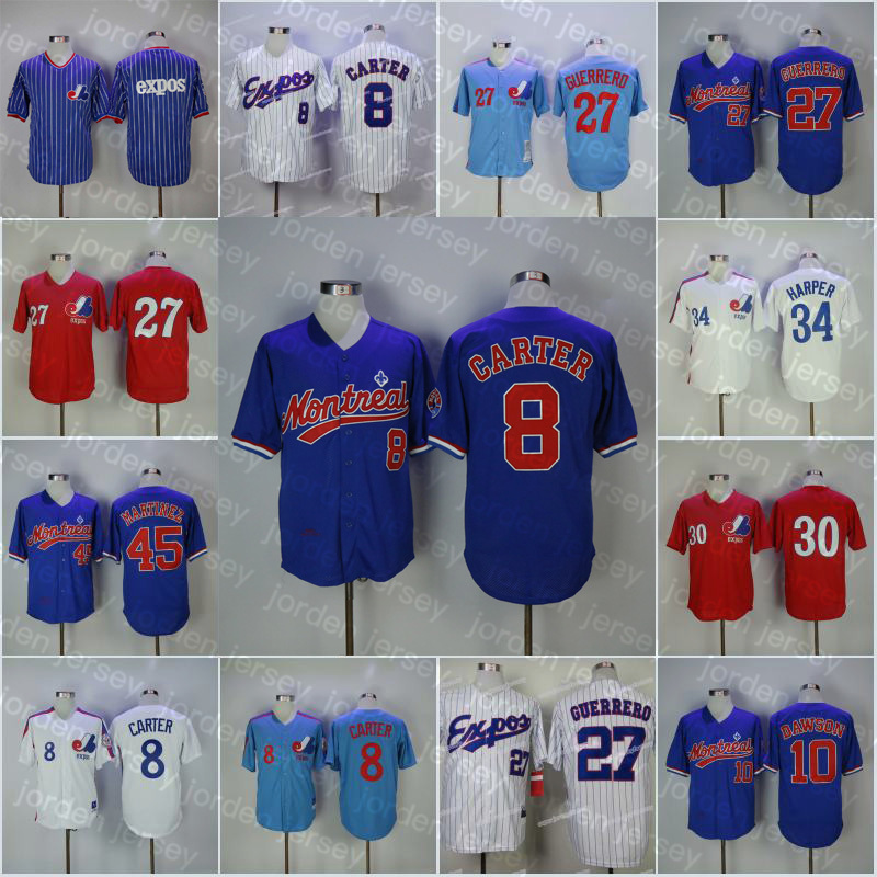 

NEW Baseball Jerseys 8 Gary Carter Montreal Expos 10 Andre Dawson Jersey 27 Vladimir Guerrero 45 Pedro Martinez 30 Raines 34 BryceHarper Bas, Light blue blue