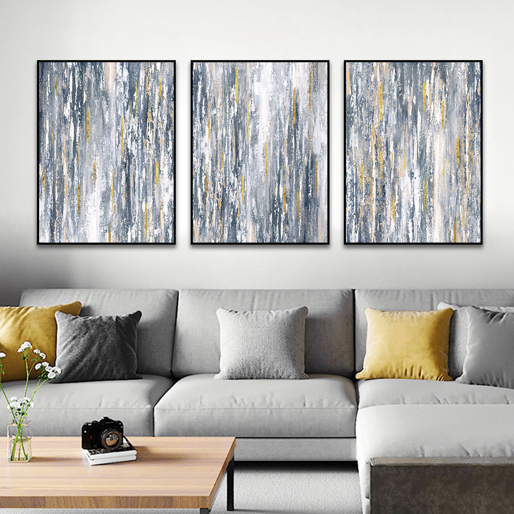 

3 Panel Abstract Gray Painting On Canvas Nordic Modern Prints And Posters Wall Art For Living Room Home Decoration