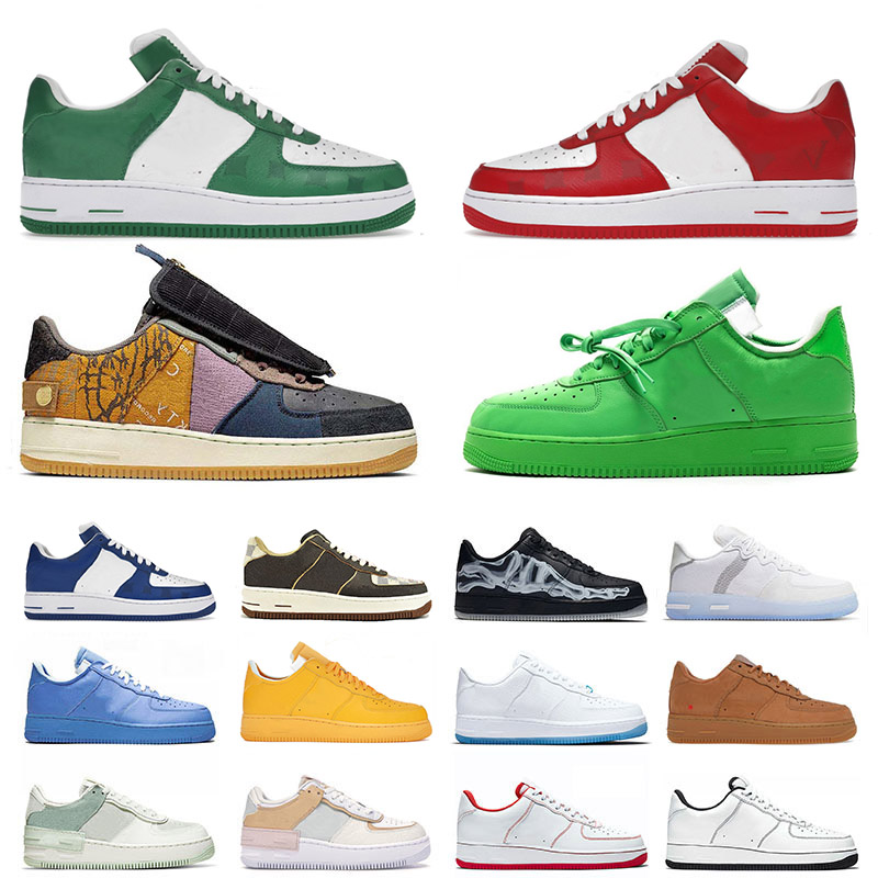 

Plate-forme Virgil Abloh 1 One Low Casual Shoes Mens Womens White Mca University Gold Cactus Jack Skeleton Wheat Luxury Sports Sneakers Designer Trainers Outdoor, 36-45 skeleton black