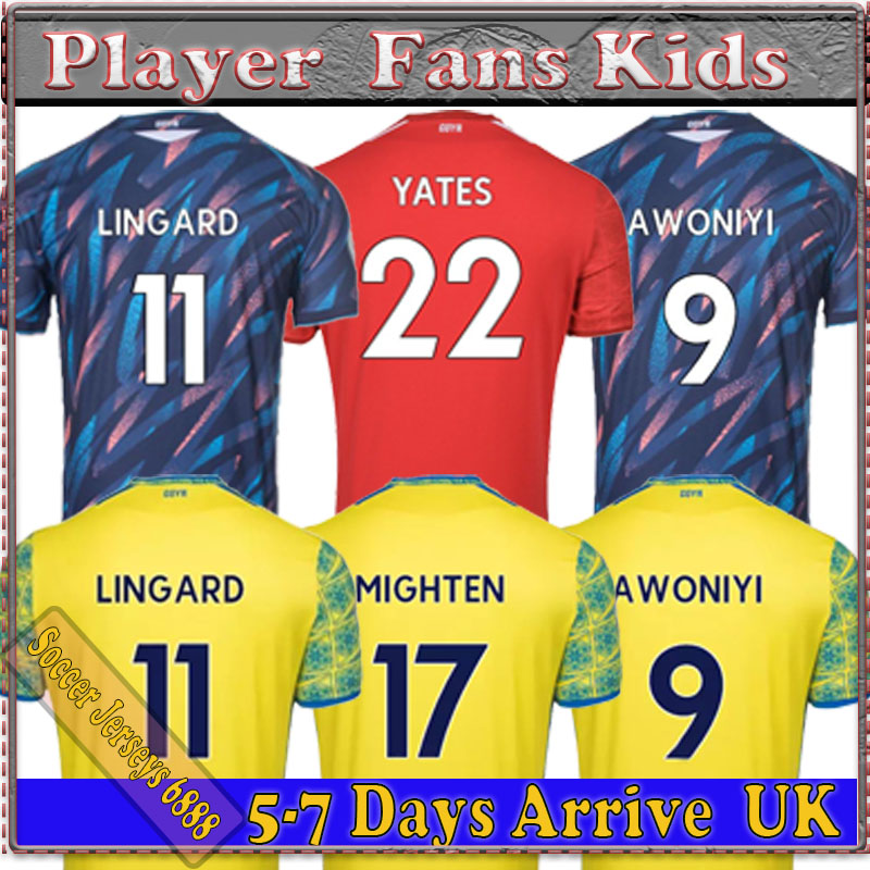 

22 23 Nottingham ForestS LINGARD Soccer Jerseys Awoniyi Johnson Niakhate Surridge 2022 2023 Forest home AMEOBI MIGHTEN Williams Yates Football Men Shirts kids, 22/23 fans version away