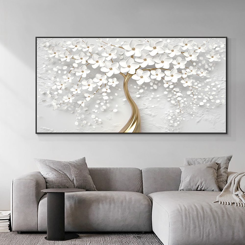 

Painting Abstract 3D White Flowers Canvas Modern Nordic Plant Posters And Prints Wall Art Picture For Living Room Home Decor