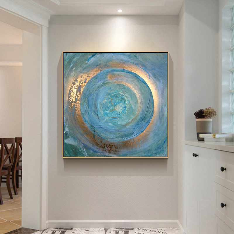 

Painting Abstract Blue Gold Oil on Canvas Scandinavian Posters and Prints Cuadros Modern Wall Art Pictures For Living Room Decor