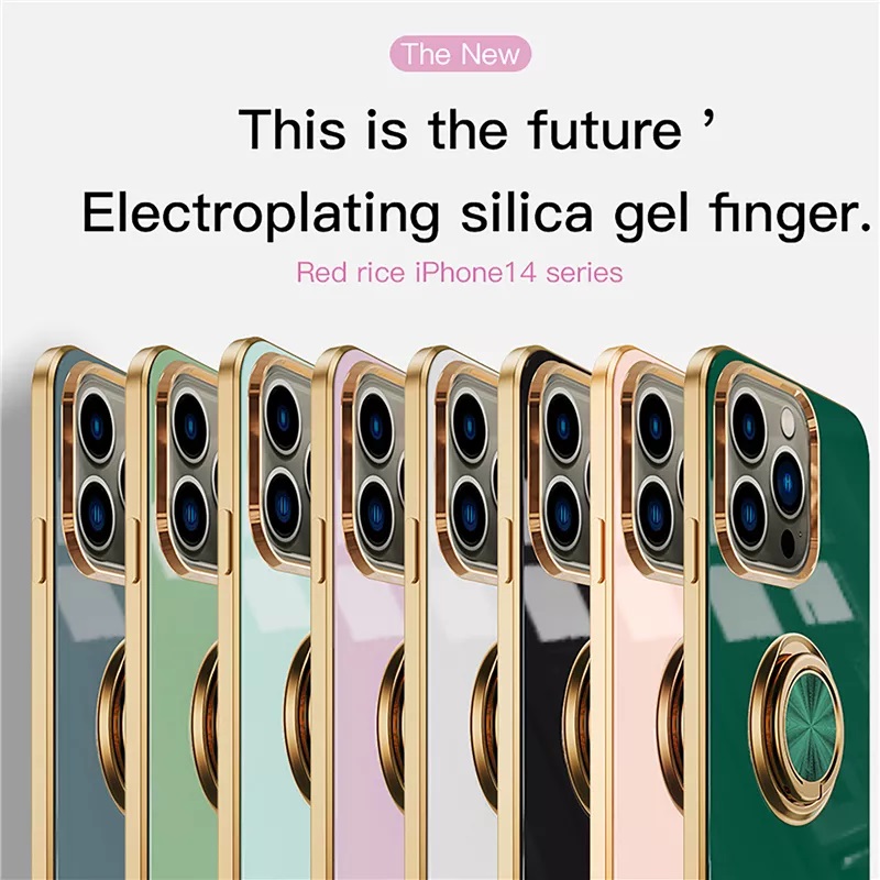 

solid color plating camera protector ring holder case for iphone 14 pro max, White