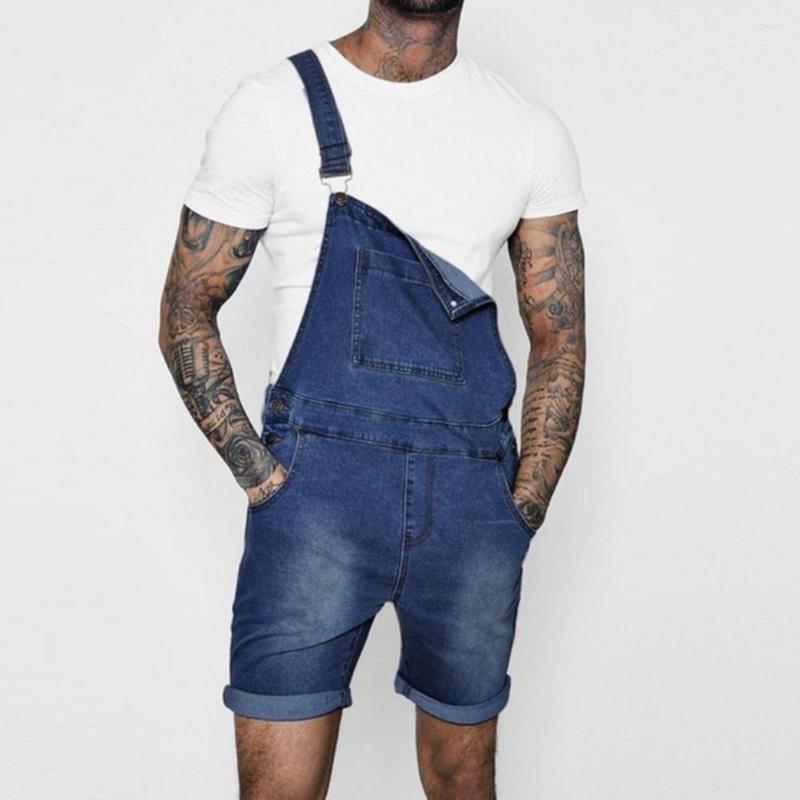 

Men's Pants Short Jean Jumpsuits Pink Men Denim Overall Shorts Solid Color Summer Hip Hop Adjustable Streetwear 2022