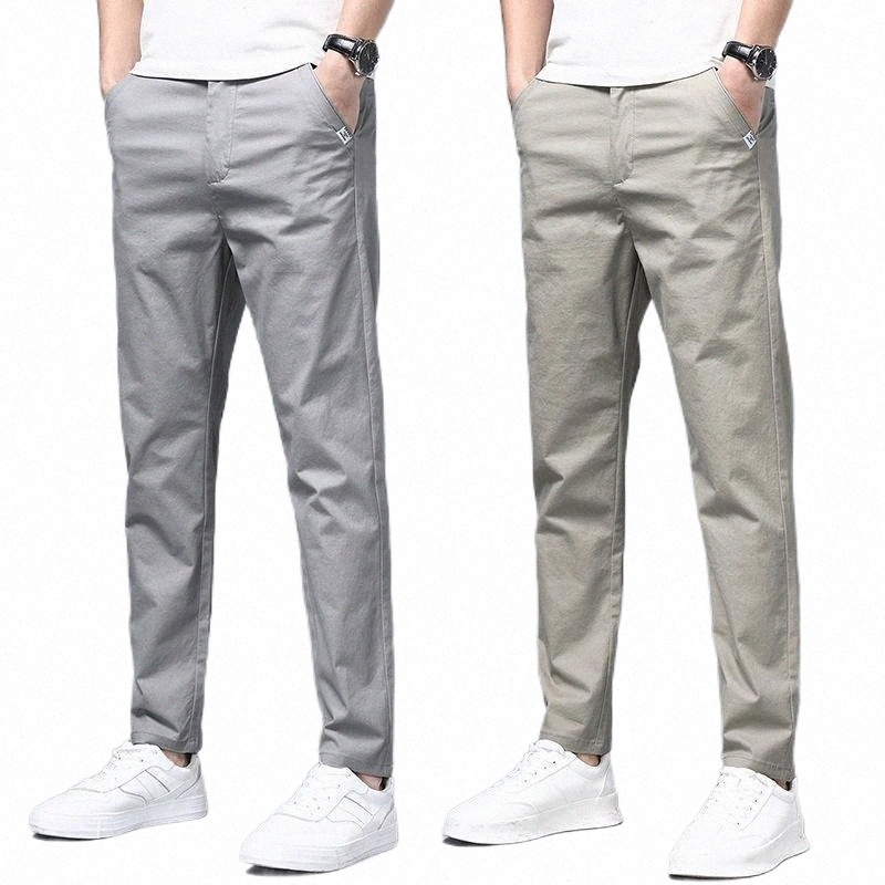 Men's Pants men's Pants 2022 Summer High Quality Business Casual Straight Autumn Middle Aged Man Cotton Black Work Lightweight Long Tro-image-801998249