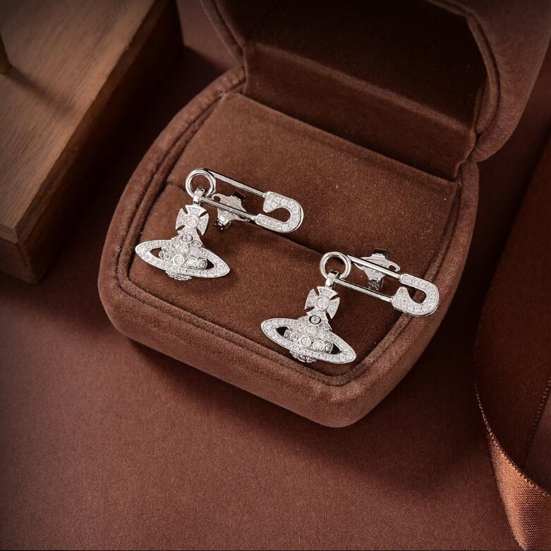 

New fashion Brass Pin Earrings Ear Studs Western Queen Planet star Women Saturn Earring Designer Jewelry 212