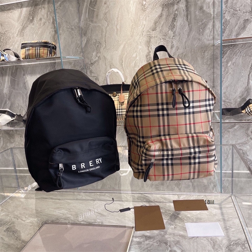 

Burbrerys Bags Women Handbags 2022 leather backpack mens fashion check dark pattern waterproof business trip large capacity men and women Ko, Plaid