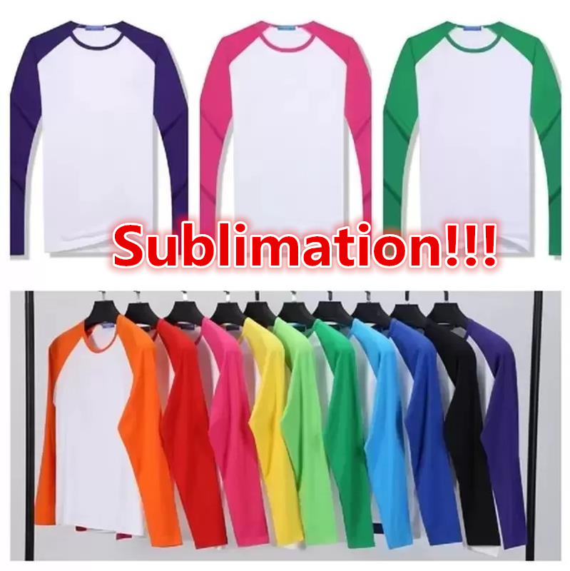 

Sublimation Blank T-shirt Thermal Heat Transfer Printing Party T Shirt DIY Unisex Blouse Top Tees Parent Child Patchwork Raglan Tshirt AA