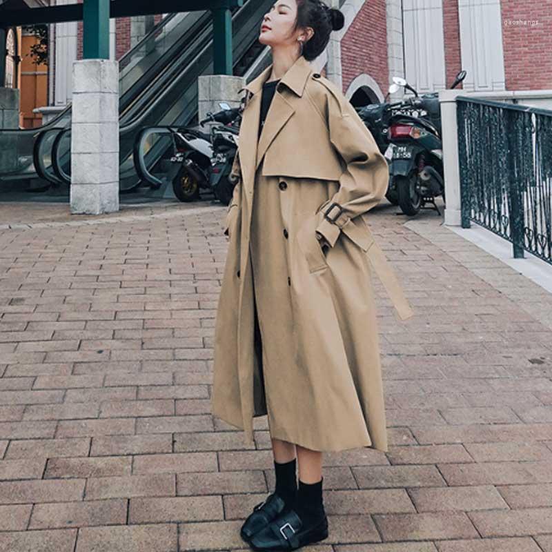 

Women' Trench Coats One-Piece Spring Autumn Female Jacket 2022 Korean Loose Retro Casual Waist Belt Coat Women Office Party Holiday, Khaki