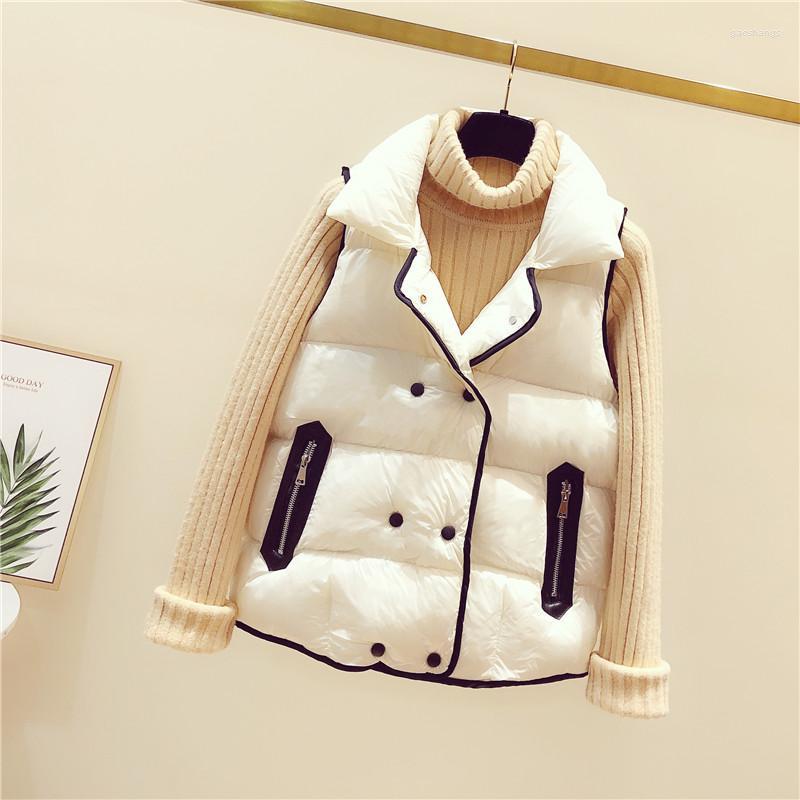 

Women' Vests Women Vest Jacket Autumn Winter Cotton Stand Collar White Soft Warm Veat Waistcoat Female Outwear Brand Coat Women, Beige