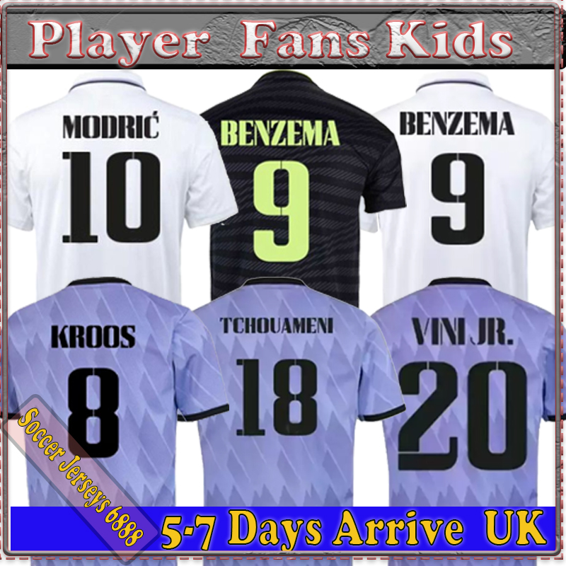 

Real Madrids BENZEMA Finals soccer jersey football shirt CAMAVINGA ALABA MODRIC VALVERDE camiseta men kids VINI JR TCHOUAMENI purple jerseys 2022 2023 season 7260, 22/23 players version 3rd