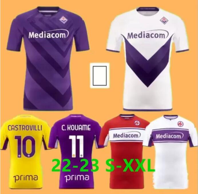 

2022 2023 Fiorentina Soccer jerseys Firenze 22 23 football Shirts BIRAGHI MILENKOVlC VLAHOVlC CASTROVILLI C. KOUAME ERICK IGOR Maglia da calcio home away third S-2XL