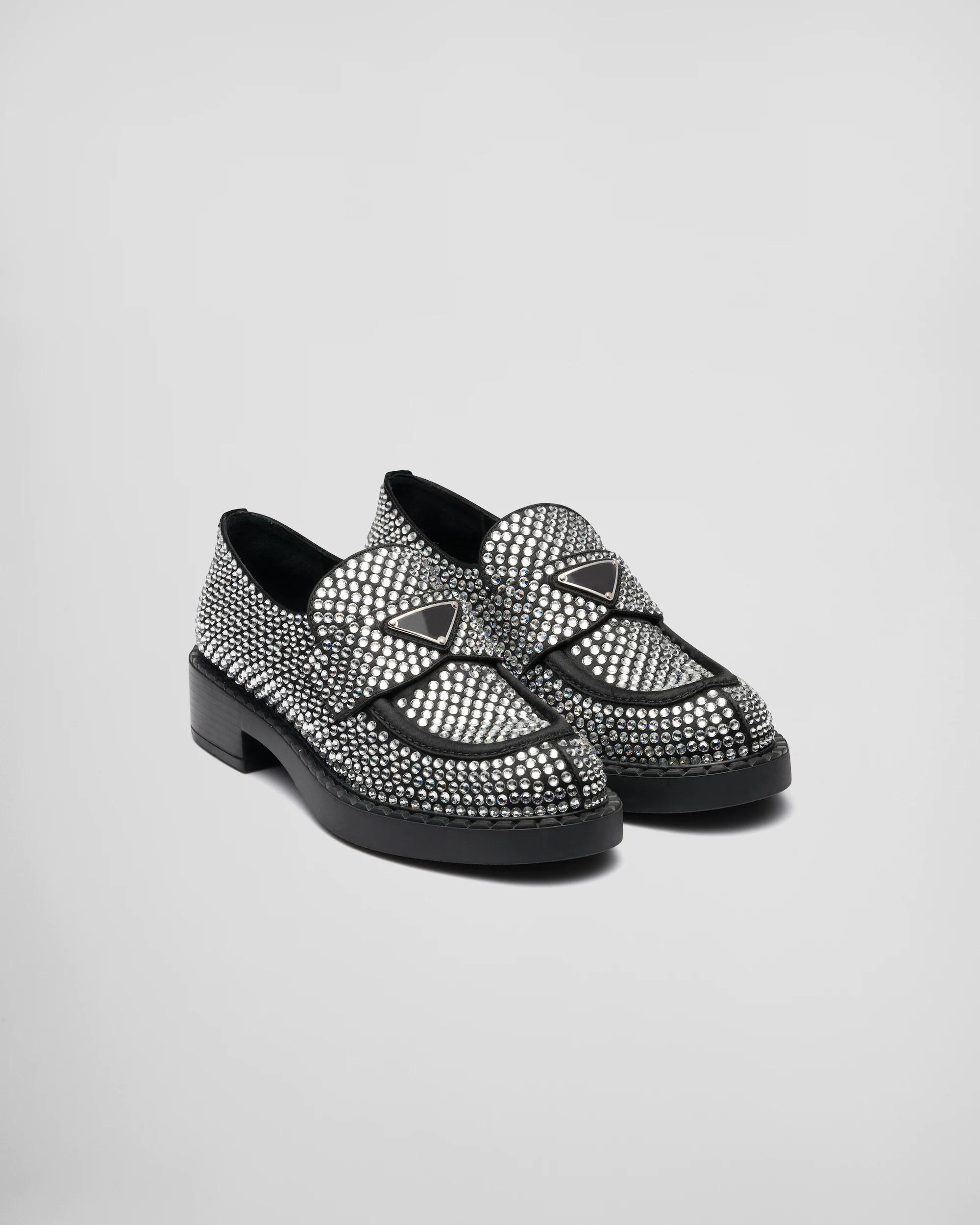 

Milano Satin Loafers With Crystals Italy Shoes Perfect Rare, As picture