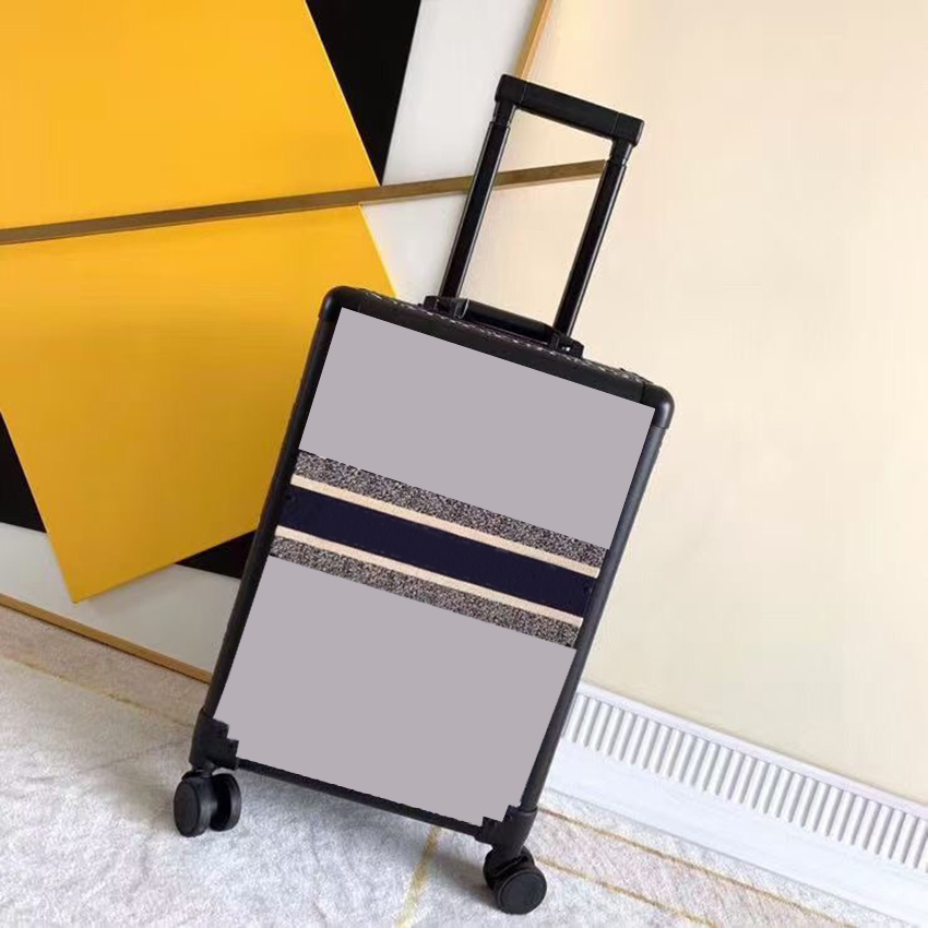 

Unisex suitcase solid color large capacity with lock universal roller with railing luggage trolley case