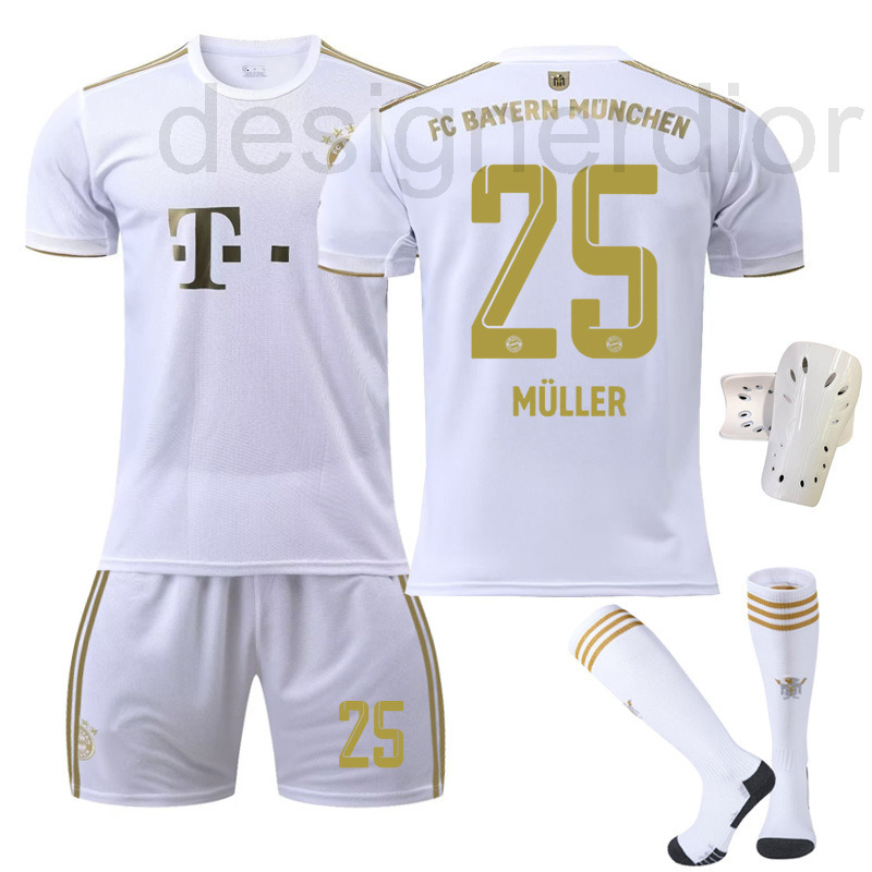 Soccer Sett / Tracksuits Designer 2223 Bayern Away White No. 17 Mane 6 Kimich 4 Dericht 25 Muller 10 Shirt Sane Football VPHW