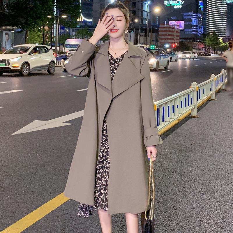 

Women' Trench Coats Windbreaker Women' Long And Small Autumn 2022 Korean Version Loose Style Women Clothing Fashion, Black