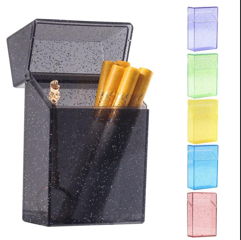 

Pretty Transparent Plastic Portable Tobacco Cigarette Case Colorful Holder Storage Flip Cover Box Innovative Protective Shell Smoking FY5573