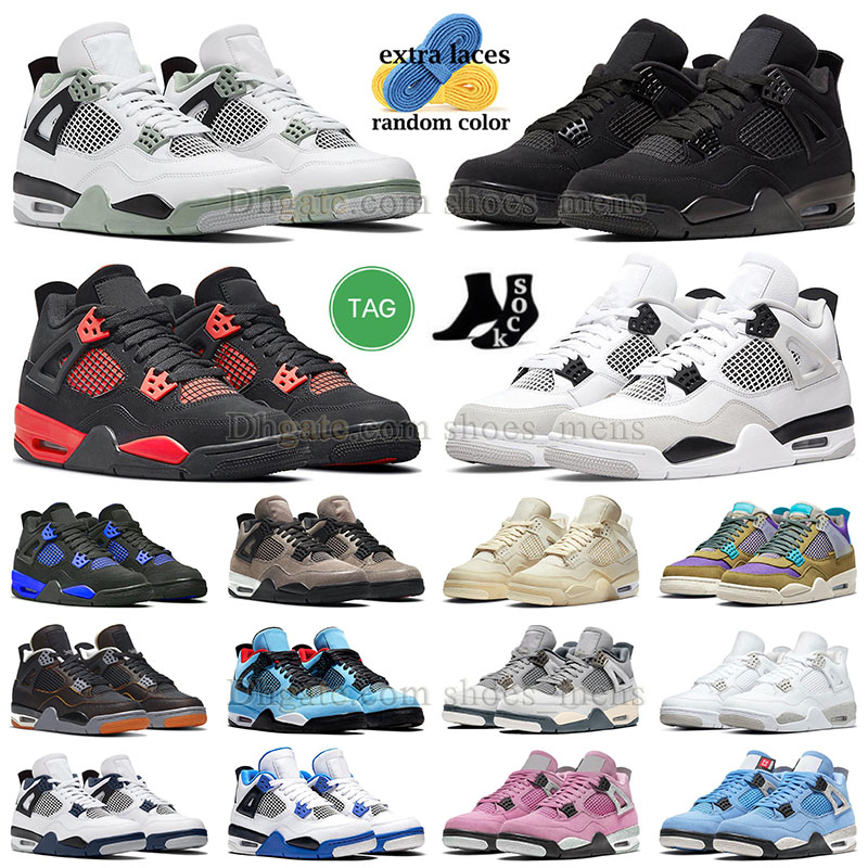 

4s military blue balck basketball shoes jumpman 4 white sail ow green blacks cats j4 sneakers seafoam, J40 40-47 encore