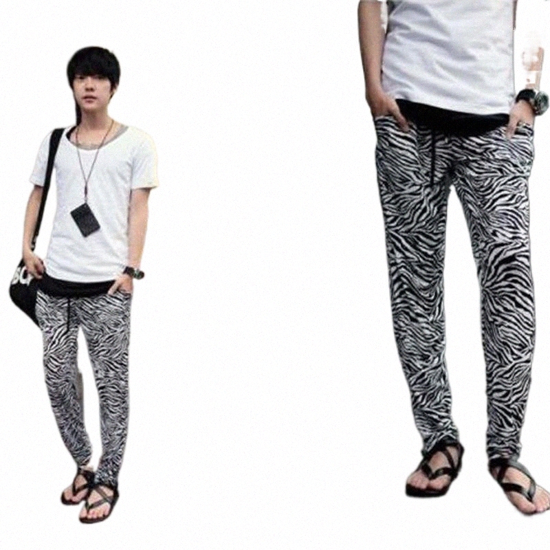 Men's Pants korean Version Of Large Size Men's Casual Trousers Zebra Striped Pants Nightclub Trendy Host Presided Over The Night To In-image-801951175