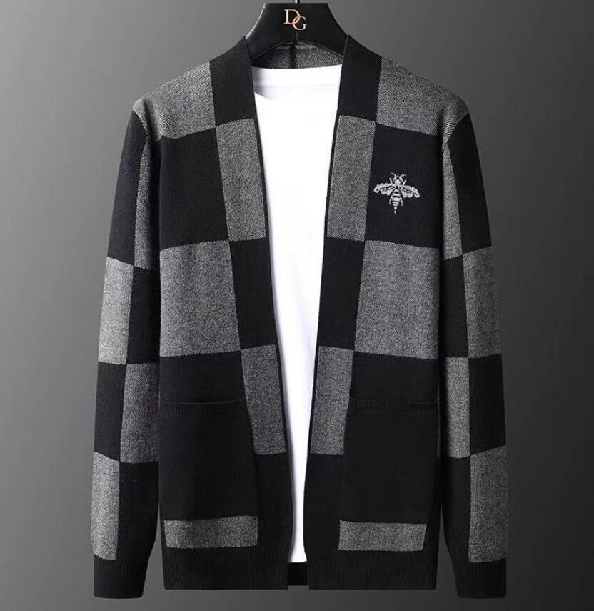 

Men's Sweaters New Designer Luxury dunks Knitted Cardigan Bee High-end Brand Fashion Plaid Cardigan Coat, 08