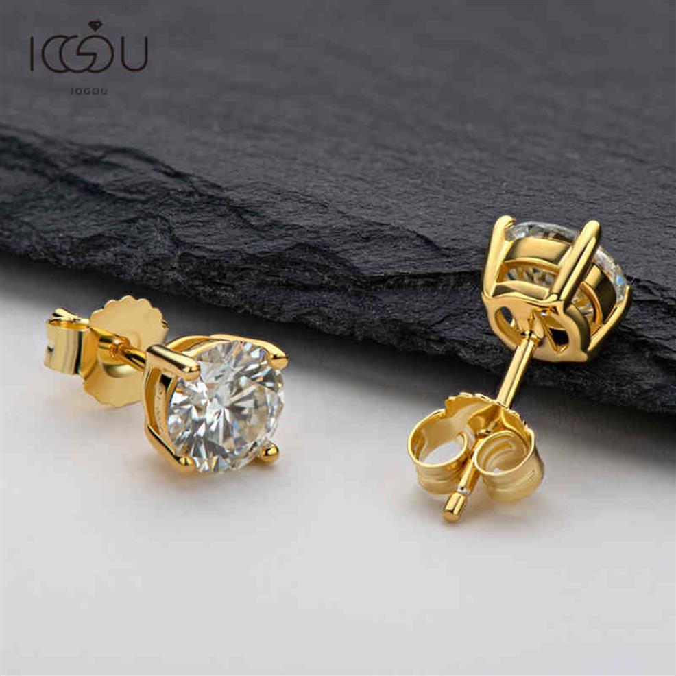 

IOGOU Classic 925 Sterling Silver Stud Earrings for Women 0 5ct 1 0ct D Color Mossanite Diamond Gems Wedding Jewelery235f