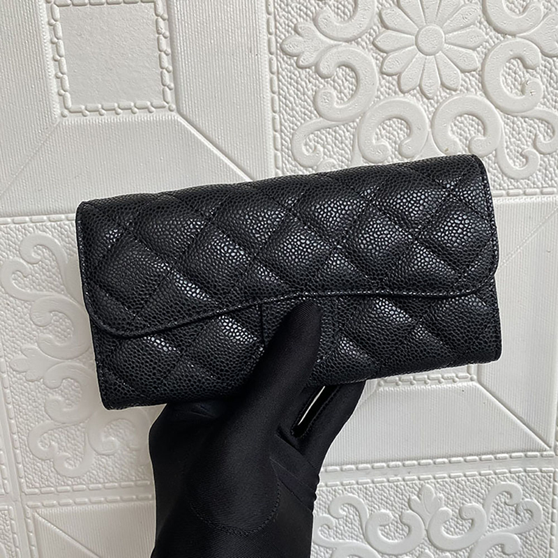 

Woman Wallet Luxury Designer Clutch Sheepskin Coin Purse Long Passport Bag Flip Caviar Key Case Genuine Leather Grid Pattern Cowhide Phone Bag Credit Card, Sheepskin silver