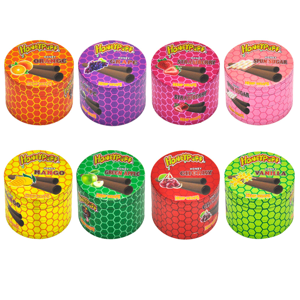 

Zinc Alloy 56MM 4 Piece Smoking Sturdy Tobacco Herb Grinder With Fruit Duty Metal Colorful