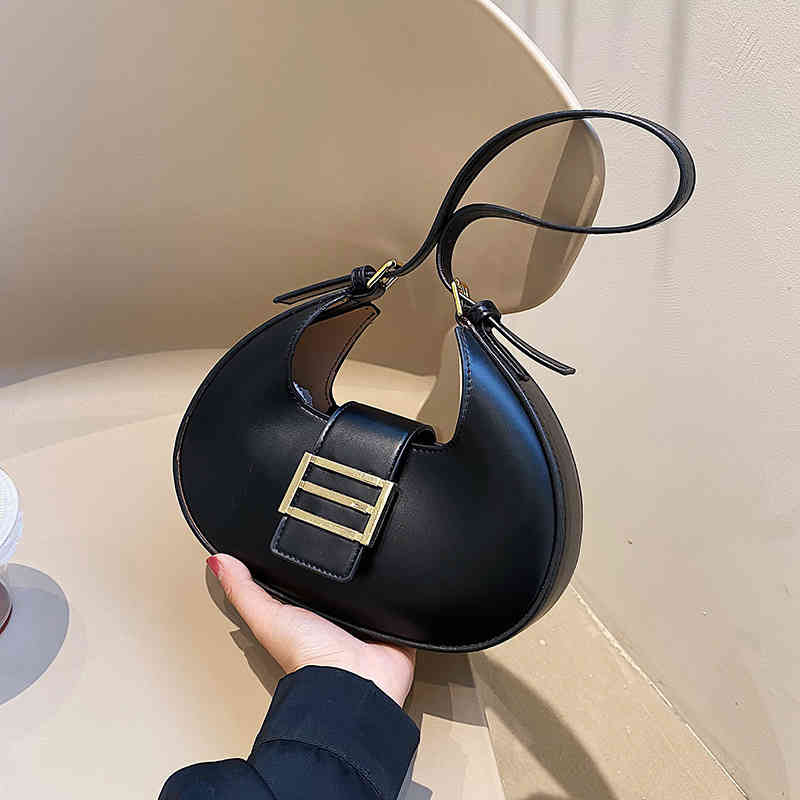 French single shoulder underarm bag women's new texture minority Crossbody bar popular crescent Purses Outlet-image-802166704
