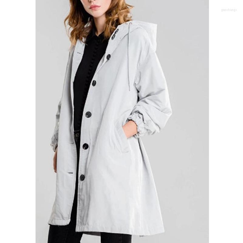 

Women's Trench Coats Lugentolo Simplicity Coat For Women Plus Size 2022 Spring Summer Casual Loose Single Breasted Hooded Womens, Black